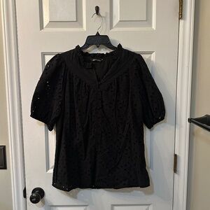 PrettyGarden Women's Eyelit Blouse: Size Large